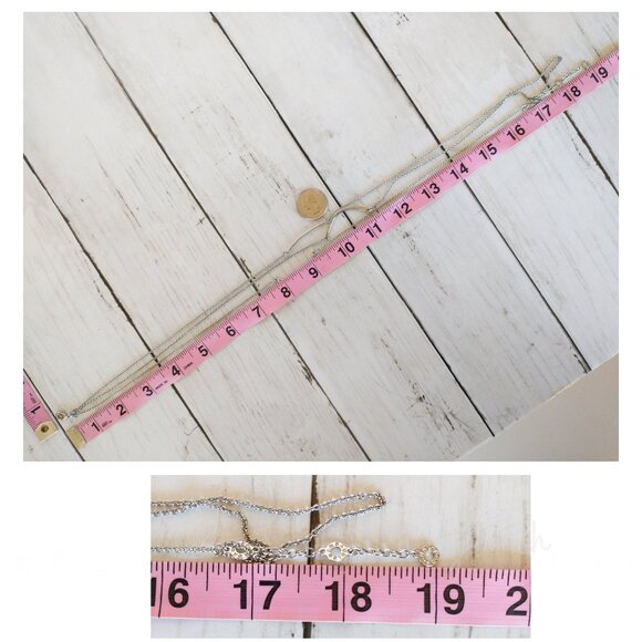 BaubleBar Triple Linear Pendant Necklace Silvertone Jewelry Minimalist Preppy - Picture 5 of 9